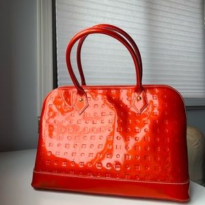 Arcadia red patent leather bag